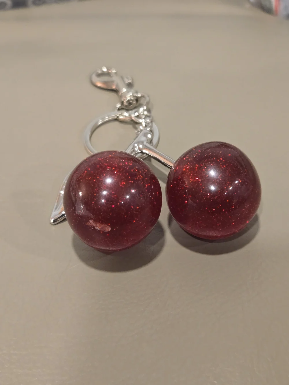 Red Glitter Cherry Bag Charm/Keychain